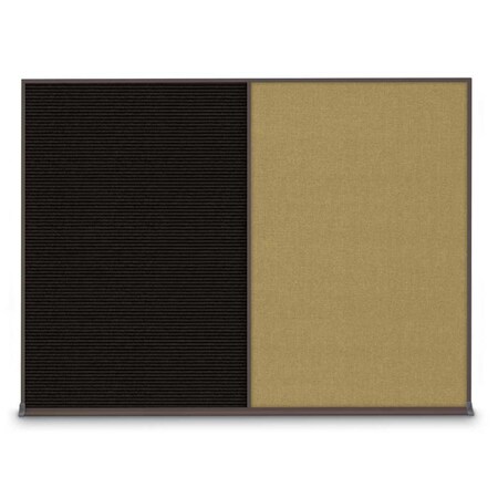 United Visual Products Double Door Radius Plus Corkboard, 60"X UV8004PLUS-WHITE-KEYLIME